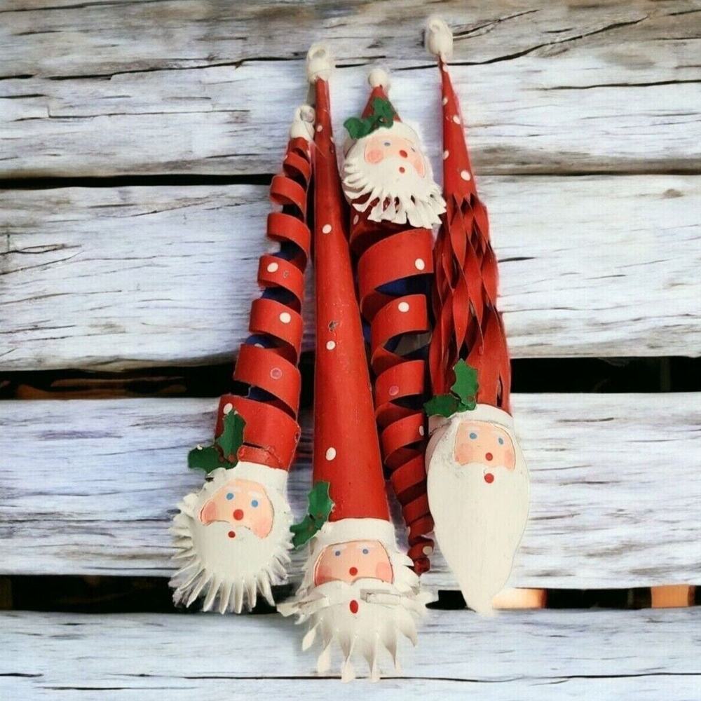 Hanging Santa Icicles Christmas Ornaments Holiday Decor Set of 4‎